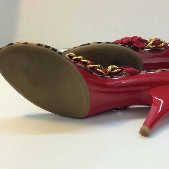 Delicious Red, Gold& Leopard Sandals with Red Sole - Picture 12 of 16